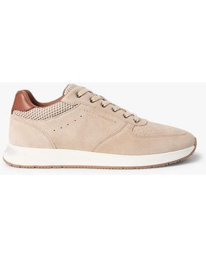 Tommy Hilfiger Suede Mixed Texture Fine Cleat Trainers - Natural