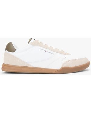 Tommy Hilfiger Mixed Texture Cupsole Trainers With Leather - White