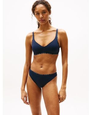 Tommy Hilfiger Seamless Repeat Logo Thong - Blue