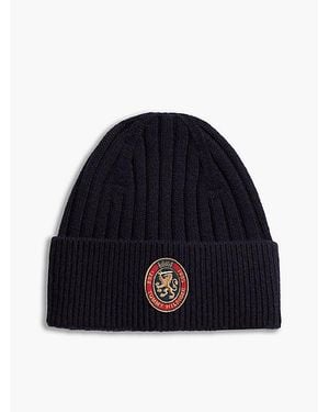 Tommy Hilfiger Gorro De Punto Acanalado Con Escudo - Azul