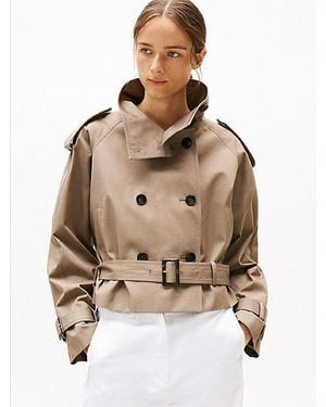 Tommy Hilfiger Gabardina De Corte Cropped - Marrón