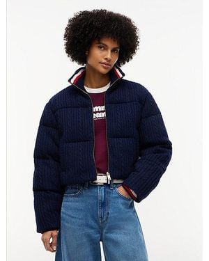 Tommy Hilfiger Tommy Jeans Cable Knit Relaxed Puffer Jacket - Blue