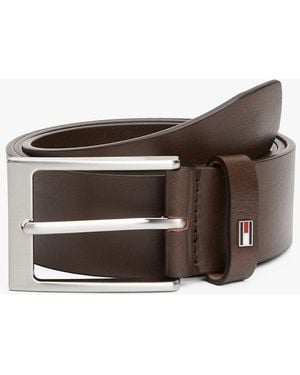 Tommy Hilfiger Square Buckle Leather Belt - Brown
