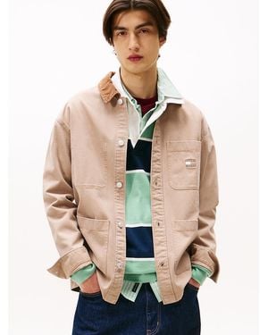 Tommy Hilfiger Oversized Fit Corduroy Collar Overshirt - Natural