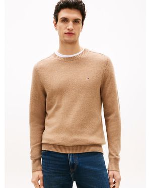 Tommy Hilfiger Pure Lambswool Crew Neck Jumper - Natural