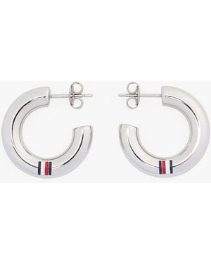 Tommy Hilfiger Créoles En Acier Inoxydable - Blanc