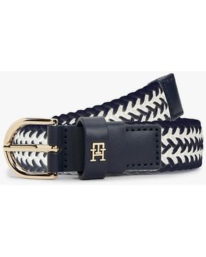 Tommy Hilfiger Essential Th Monogram Braided Elastic Belt - Blue