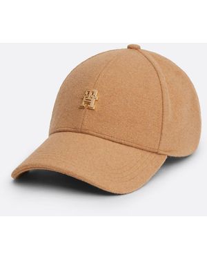 Tommy Hilfiger Th Monogram Wool Blend Baseball Cap - Natural
