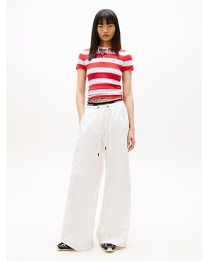 Tommy Hilfiger Repeat Logo Tape Wide Leg Joggers - White