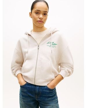 Tommy Hilfiger Terry Relaxed Zip-Thru Hoody - Natural