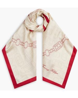 Tommy Hilfiger Woven Chain Pure Silk Scarf - Red