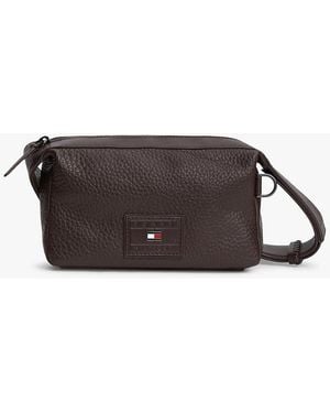 Tommy Hilfiger Logo Leather Crossbody Camera Bag - Brown