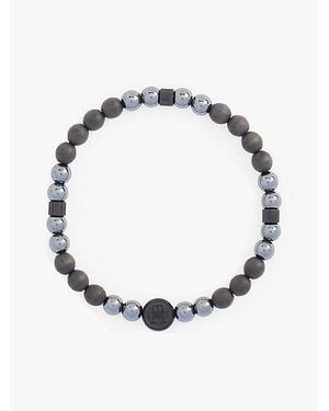 Tommy Hilfiger Pulsera Con Cuentas De Ónice Y Monograma Th - Blanco