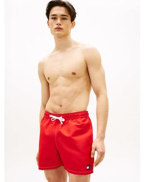 Tommy Hilfiger Heritage Logo Mid Length Swim Shorts - Red