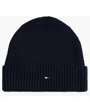 Tommy Hilfiger Hilfiger Flag Embroidery Beanie With Cashmere - Blue