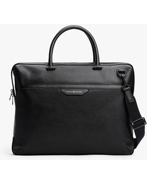 Tommy Hilfiger Th Business Leather Laptop Bag - Black