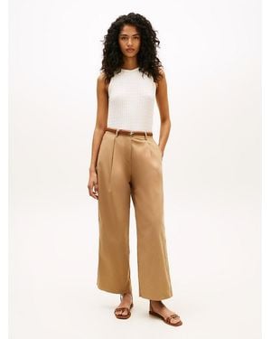 Tommy Hilfiger Washed Wide Leg Trousers - Natural