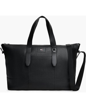 Tommy Hilfiger Duffle Bag En Cuir Grainé - Noir