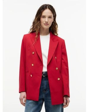 Tommy Hilfiger Timeless Wool Blend Relaxed Double Breasted Blazer - Red
