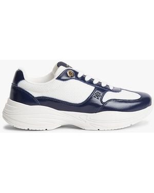 Tommy Hilfiger Th Monogram Mixed Texture Leather Trainers - Pink
