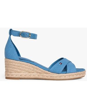 Tommy Hilfiger Hemp Crossover Strap Wedge Espadrilles - Blue