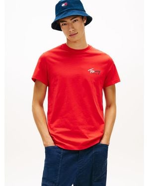 Tommy Hilfiger Signature Logo Slim Jersey T-Shirt - Red