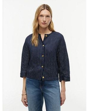 Tommy Hilfiger Relaxed Blouse Met Krijtstreep En Goudkleurige Knopen - Blauw