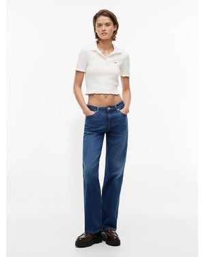 Tommy Hilfiger Whiskered Low Rise Straight Leg Jeans - Blue