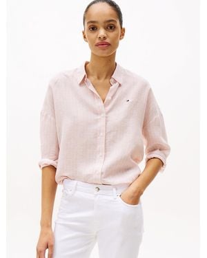 Tommy Hilfiger Relaxed Fit Pure Linen Blouse - White