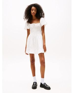 Tommy Hilfiger Slim Fit And Flare Mini Dress - White