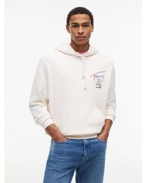 Tommy Hilfiger Signature Back Logo Relaxed Hoody - White