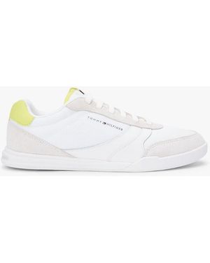 Tommy Hilfiger Mixed Texture Cupsole Trainers With Leather - White