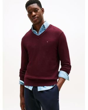 Tommy Hilfiger V-neck Jumper With Cashmere - Red