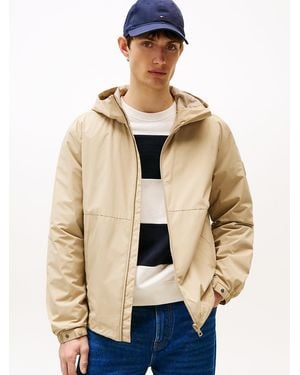 Tommy Hilfiger Logo Patch Hooded Jacket - Natural