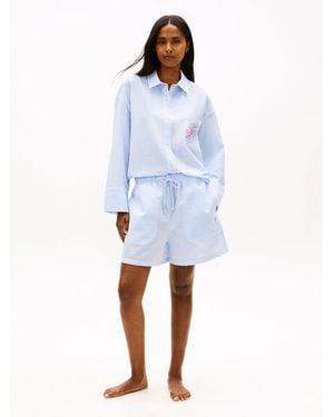 Tommy Hilfiger Seersucker Cover-Up Shorts - Blue
