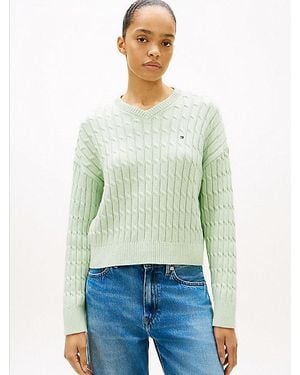 Tommy Hilfiger Jersey Amplio De Punto Trenzado - Verde