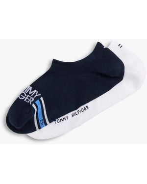 Tommy Hilfiger 2-Pack Logo Stripe Footie Socks - Blue