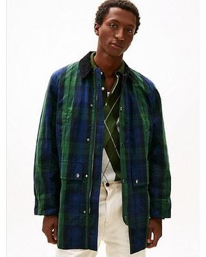Tommy Hilfiger Relaxed Gewaxt Barnjack Met Tartanruit - Groen