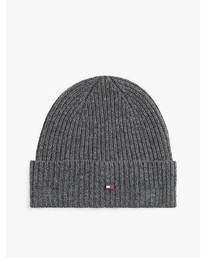 Tommy Hilfiger Gorro De Puro Cachemira Con Logo - Gris