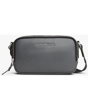 Tommy Hilfiger Premium Leather Logo Camera Bag - Grey