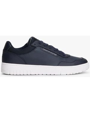Tommy Hilfiger Logo Basketball Trainers With Leather - Blue