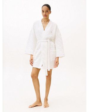 Tommy Hilfiger Essential Quilted Jacquard Jersey Robe - White