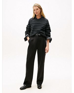 Tommy Hilfiger Timeless Straight Leg Fit Hose Aus Wollmix - Schwarz
