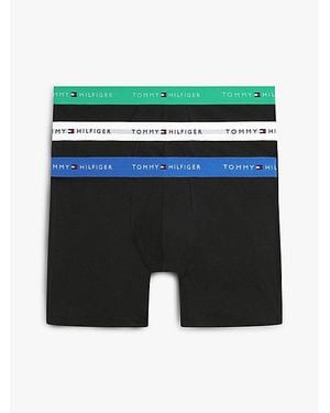 Tommy Hilfiger Pack De 3 Bóxers Ajustados Signature Con Cintura A Contraste - Verde