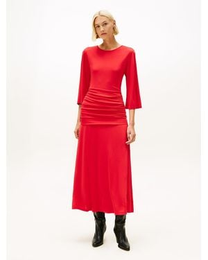 Tommy Hilfiger Festive Crepe Slim Gathered Midi Dress