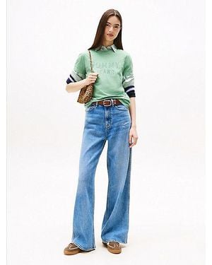 Tommy Hilfiger Vaqueros Claire Coolmax Anchos De Talle Alto - Azul