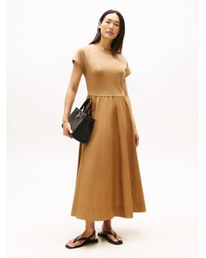 Tommy Hilfiger Gold-tone Button Midi Dress - Natural