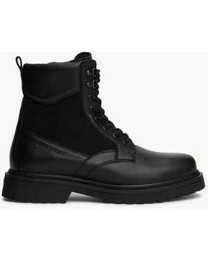 Tommy Hilfiger Leather Lace-up Cleat Boots - Black