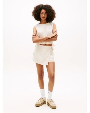 Tommy Hilfiger Side Tie Linen Blend Skort - White