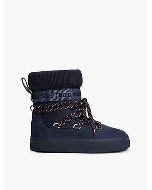 Tommy Hilfiger Snowboot Met Veters En Logotape - Blauw